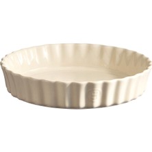 Emile Henry Ekru Seramik Yuvarlak Tart Börek Flan Fırın Kabı 28 cm