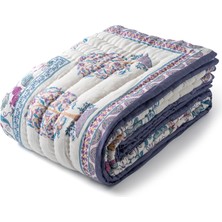 Uniqlooms Roots Lila Organik Pamuk El Yapımı Çift Kişilik Yatak Örtüsü 210 x 240 cm