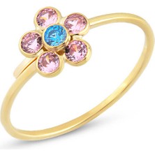 Orena Jewelry Pink Daisy 14 Ayar Altın Kadın Yüzük