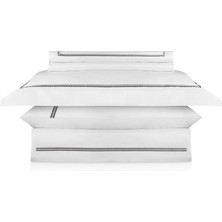 Rumija Home Karaia Luxury Gri Nakıșlı Pamuk Saten Çift Kişilik Nevresim Takımı 220 x 240 cm