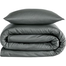 Qua Home Odin Antrasit 300 Tc Pamuk Saten Tek Kişilik Nevresim Seti 160 x 220 cm