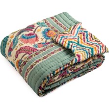 Uniqlooms Natures Lulubaby Renkli Organik Pamuk El Yapımı Tek Kişilik Yatak Örtüsü 170 x 240 cm