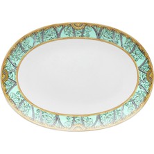 Versace Scala Palazzo Yeşil Porselen Oval Servis Tabağı 33 cm