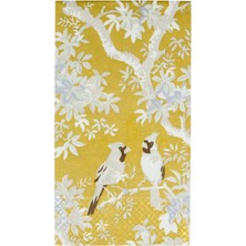 Caspari Scenic Songbirds Gold & Ivory Guest Towel Desenli 15'li Servis Peçetesi Seti