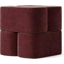 Hermhaus Ori Bordo Kadife Puf