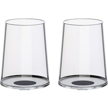 Split Glass Siyah Cam 2'li Beyaz Şarap Kadeh Bardağı