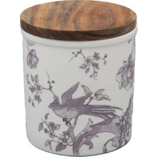 Imperial Porcelain Monplaisir Ahşap Kapaklı Desenli Porselen Orta Boy Kavanoz