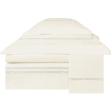 Valeron Maillon Gri Işlemeli Pamuk Saten Çift Kişilik Nevresim Takımı 200 x 220 cm