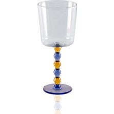 The Mia Bead Mavi Cam Şarap Kadehi