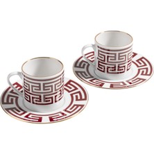Some Home İstanbul Lucky Rooster Collection Red 2'li Porselen Türk Kahve Fincan Seti