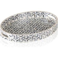 The Mia Sedef Seramik Oval Tepsi 50 x 36 cm