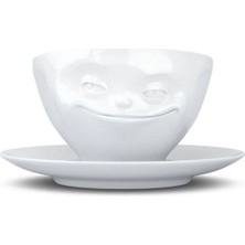 Tassen Grinning Beyaz Porselen Çay Fincanı ve Tabağı