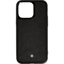 Montblanc Siyah iPhone 16 Pro Deri Telefon Kılıfı