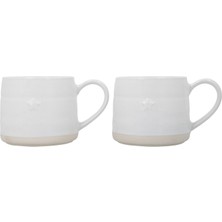 Mikasa Mkmugstarpk2 Farmhouse Star Stoneware Beyaz 2'li Seramik Kupa Seti