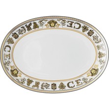 Versace Virtus Gala Beyaz Porselen Oval Servis Tabağı 33 cm