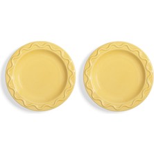 Klevering Mochi Sarı Porselen 2'li Küçük Boy Tabak Seti 17,5 cm