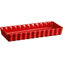 Emile Henry Kırmızı Seramik Dikdörtgen Tart Börek Fırın Kabı 36 cm