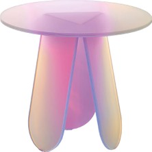 Glas Italia Shimmer Renkli Cam Yan Sehpa 52 cm