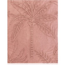 The Mia Gül Kurusu Pamuklu Throw Püsküllü Koltuk Şalı 170 x 130 cm