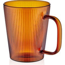 The Mia Striped Borosilikat Cam Amber Kupa