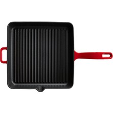 Voeux Kitchenware L'amour Kırmızı Kare Izgara Döküm Tava 30 cm