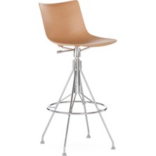 Kartell C. Koya Wood Açık Ahşap Krom Bar Sandalyesi