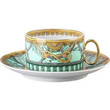 Versace Scala Palazzo Yeşil Porselen Kahve & Çay Fincan ve Tabağı
