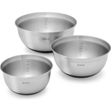 Brabantia Matt Steel 3'lü Paslanmaz Çelik Karıştırma Kase Seti̇