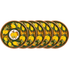 Feeling Good Inside Amalfi Coast Collection Golden Fall Çam Yeşili Seramik 6'lı Tabak Seti