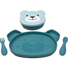 Tumtum Boris Bear Mavi 5'li Silikon Vakumlu Yemek Seti