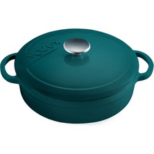 Voeux Kitchenware Profond Sığ Turkuaz Döküm Tencere 28 cm