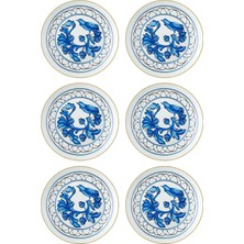 The Mia Azul Bone China Porselen 6'lı Pasta Tabağı Seti