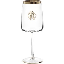 Roberto Cavalli New Monogram Platin Dekorlu Kristal Şarap Kadehi