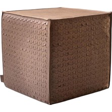 Estetik Decor Alf Cast Kahve Lamelle Deri Puf