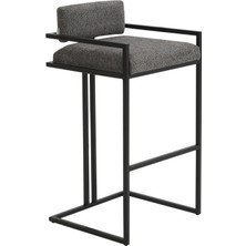 Solano Design Tush Koyu Gri Metal Bar Sandalyesi