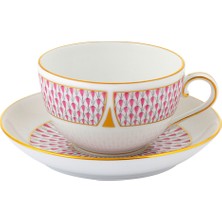 Herend Art Deco Porselen Çay Fincanı ve Tabağı