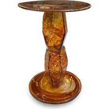 Tiftix Ice Amber Amber Cam Yuvarlak Yan Sehpa