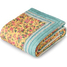 Uniqlooms Heaven Sarı Organik Pamuk El Yapımı Tek Kişilik Yatak Örtüsü 170 x 240 cm