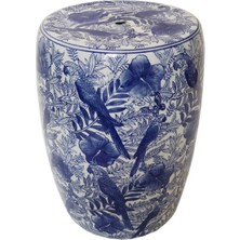 Ritzy Fine Living Nora Stanley Stool Mavi Desenli Seramik Tabure