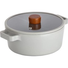 Neoflam Fika Gri Alüminyum Döküm Cam Kapaklı Tencere 18 cm