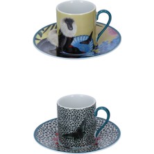 Mikasa Mksaesppk2 Sarah Arnett Porselen Hayvan Desenli 2li Kahve Espresso Fincanları ve Tabakları