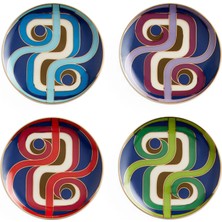 Jonathan Adler Madrid Çok Renkli Porselen 4lü Bardak Altlığı Seti