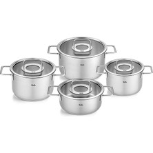 Fissler Pure Collection Cam Kapaklı Çelik 8 Parça Tencere Seti
