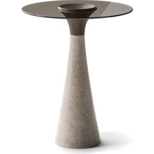 Lucenti Design Piera Solo Bronz Cam Tablalı Traverten Ayaklı Yan Sehpa