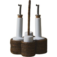 King Zoo Rattan Yağlık Tuzluk Seti