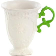 Seletti I-Wares Beyaz Porselen Yeşil Kulplu Kupa