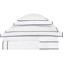 Valeron Duo Lacivert Işlemeli Saten Çift Kişilik Nevresim Takımı 200 x 220 cm