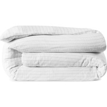 L’appartement Airply Stripe White Gray Çizgili Pamuklu King Size Nevresim 240 x 220 cm