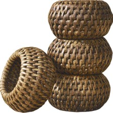 King Zoo Kalın 4lü Rattan Peçete Halkası