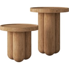 Deek Objects Ahşap Mantar Sehpa 2'li Set